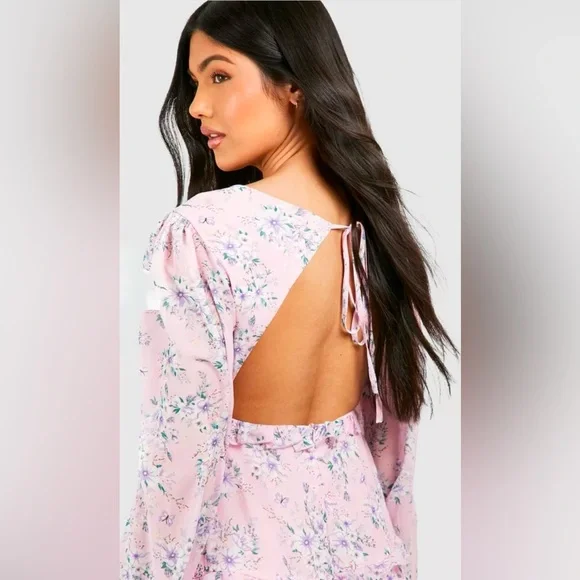 Boohoo Maternity Floral Print Side Slit Maxi Dress - Picture 4 of 4